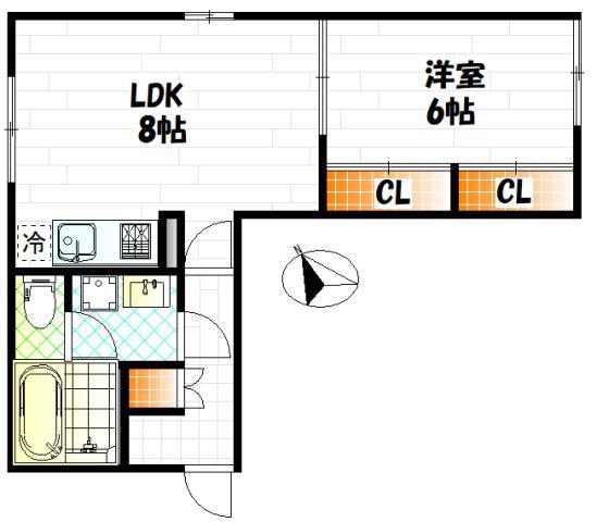 デュエル川崎(1LDK/1階)の間取り写真