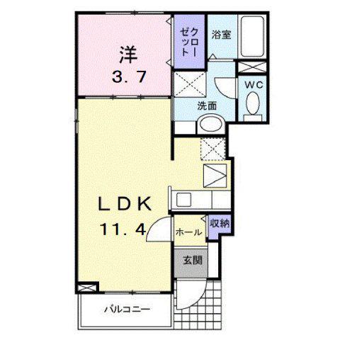 ＪＲ山陽本線 東福山駅 徒歩32分 2階建 築17年(1LDK/1階)の間取り写真