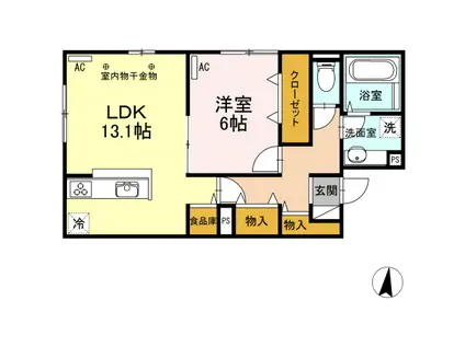 吉田屋ビル(1LDK/2階)の間取り写真