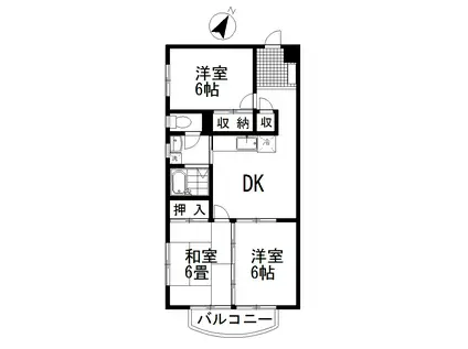 フューチャ鴨川(3DK/3階)の間取り写真