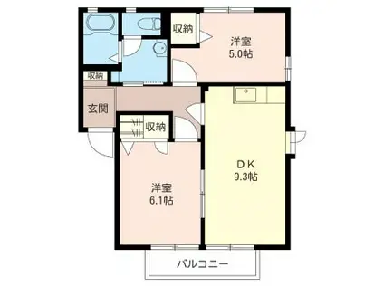 ファミール横山B(2DK/1階)の間取り写真