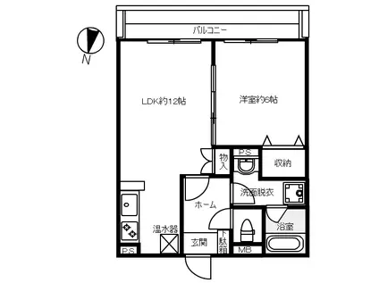 セレッソ小新(1LDK/2階)の間取り写真