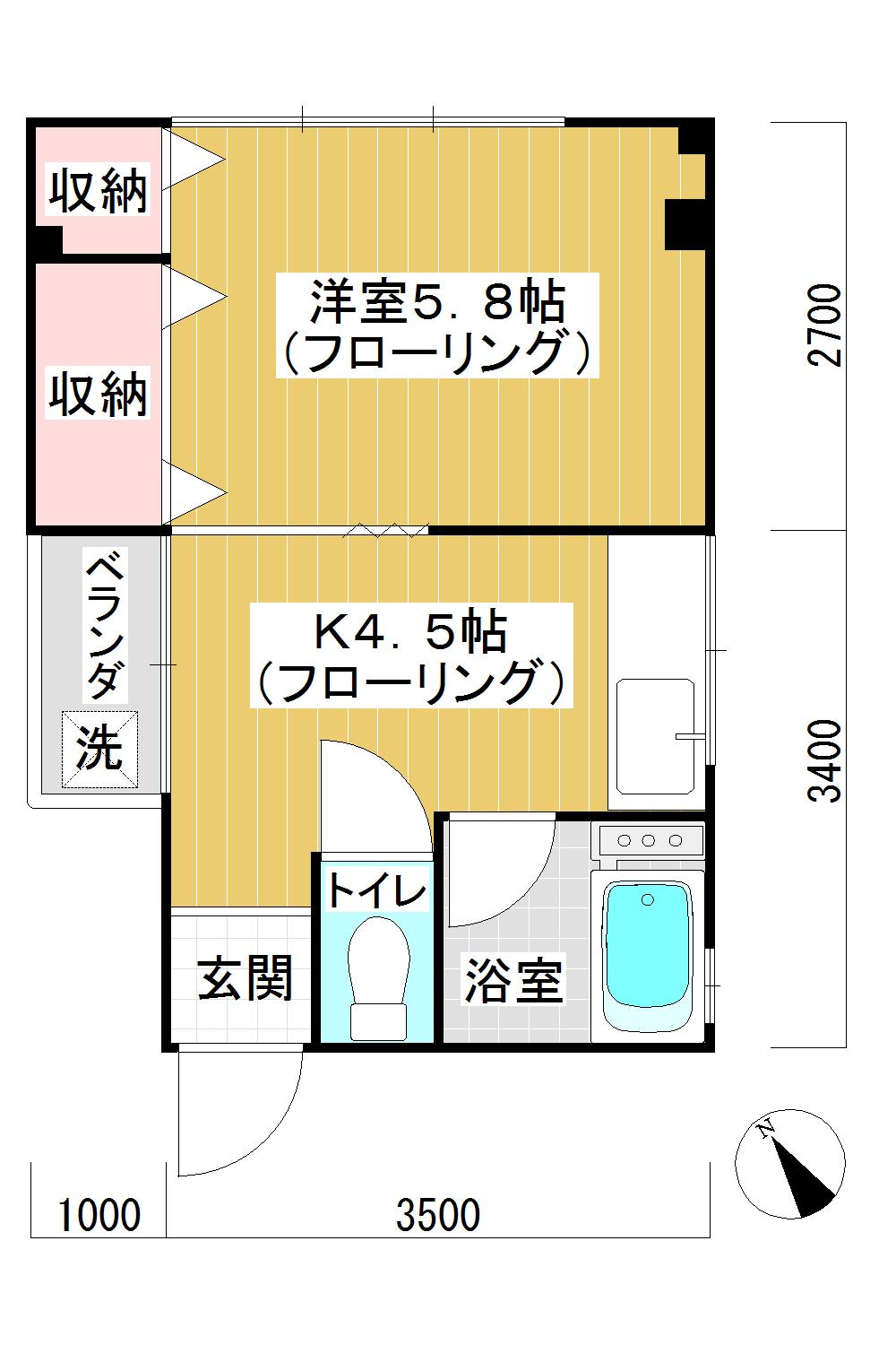 井戸屋ビル(1K/4階)の間取り写真