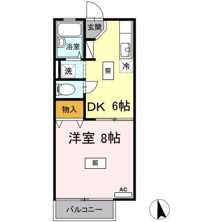 中ノ島ハイツB(1DK/2階)の間取り写真
