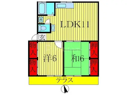 アミーコーポ(2LDK/2階)の間取り写真