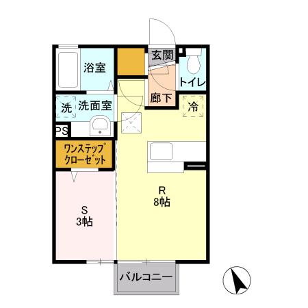 クレール・パレA(1LDK/1階)の間取り写真