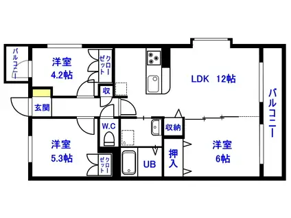 スマイル3(3LDK/3階)の間取り写真