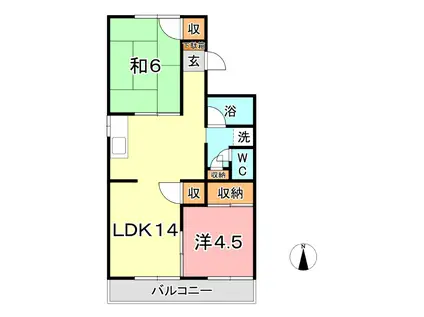 サンコーポ福島B棟(2LDK/2階)の間取り写真