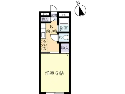 エスポワールI(1K/2階)の間取り写真