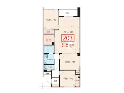 SARAーサラー(3LDK/2階)の間取り写真