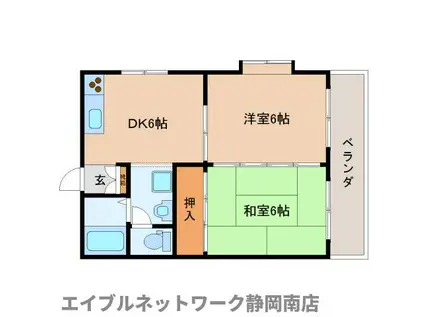 ジーラック・ベル(2DK/2階)の間取り写真