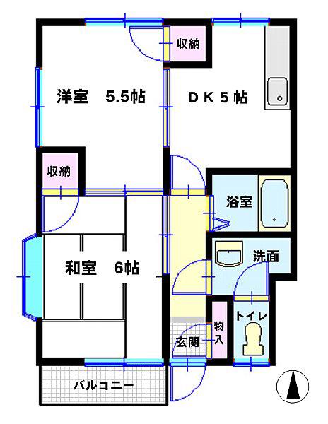 増田ハイツ(2DK/1階)の間取り写真