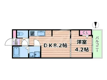ALEGRIA鶴見区今津(1LDK/3階)の間取り写真