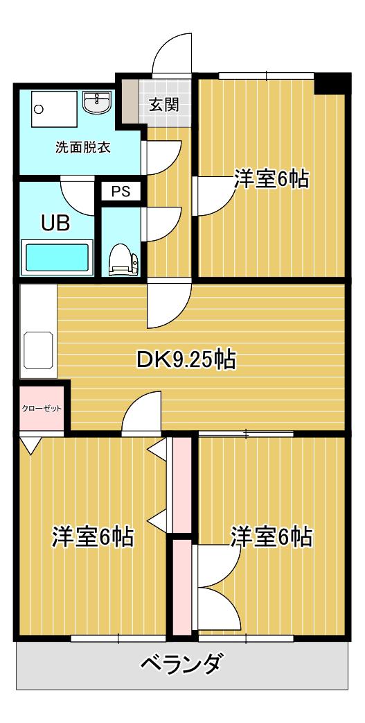 オリーブハウス(3DK/1階)の間取り写真