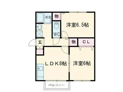和み D棟(2DK/1階)の間取り写真
