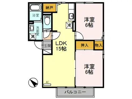 イースト NONAMI五番館(2LDK/2階)の間取り写真