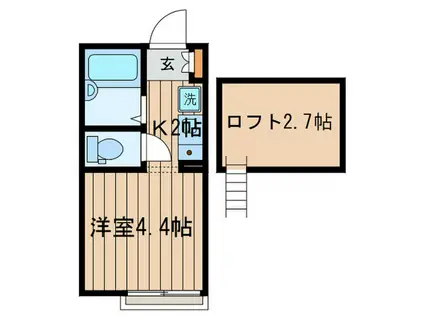 ポンデロッサ小田弐番館(1K/1階)の間取り写真