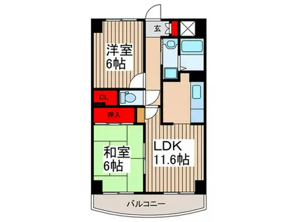 リレント谷塚(2LDK/4階)の間取り写真