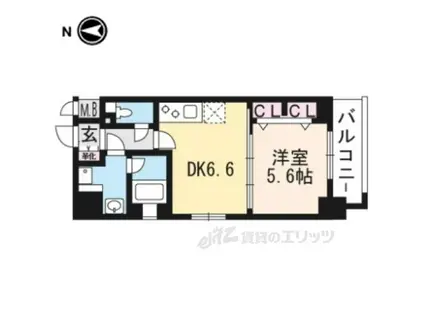 ベラジオ雅び京都西院(1DK/2階)の間取り写真