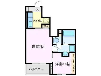 コートハウス安塚II(2K/1階)の間取り写真