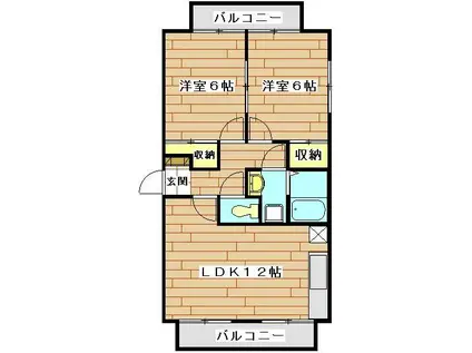 ＪＲ高崎線 北本駅 徒歩5分 2階建 築25年(2LDK/2階)の間取り写真