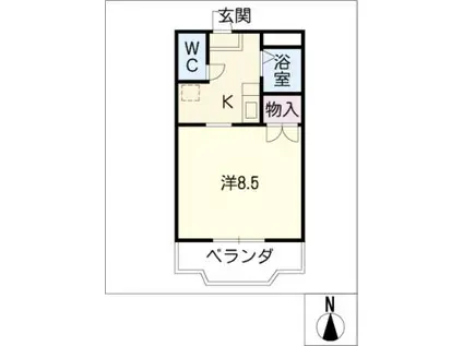 錦町ハイツI(1K/1階)の間取り写真