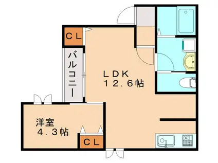 STORIA次郎丸(1LDK/1階)の間取り写真