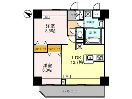 グラン・ルポ高崎(2LDK/5階)の間取り写真