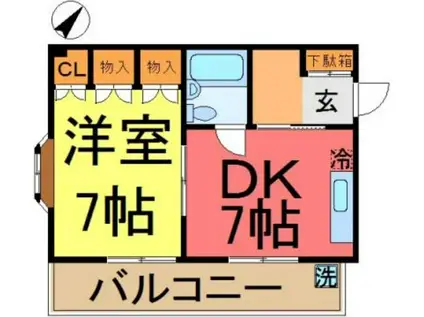 ひかりマンション(1DK/3階)の間取り写真