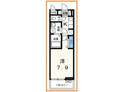 小田急線 登戸駅 徒歩6分 3階建 築6年(1K/1階)の間取り写真