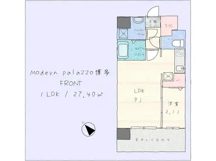 MODERN PALAZZO博多FRONT(1LDK/7階)の間取り写真