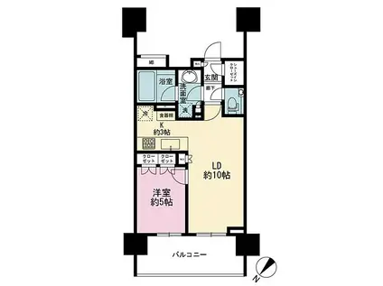 ザ・パークハウス赤坂レジデンス(1LDK/5階)の間取り写真