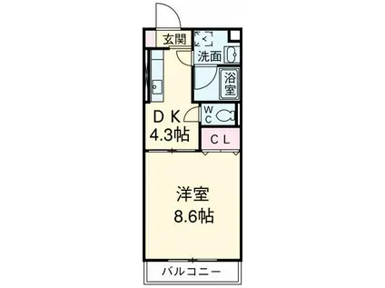 名鉄三河線 高浜港駅 徒歩8分 3階建 築21年(1DK/2階)の間取り写真