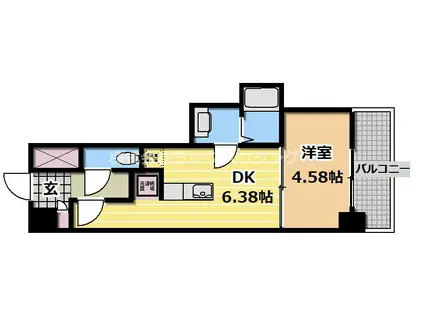 アヴェーレ京阪本通(1DK/8階)の間取り写真