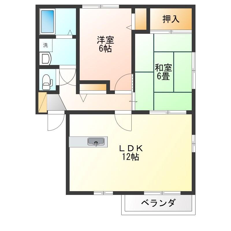 メゾン・ワイズB棟(2LDK/2階)の間取り写真