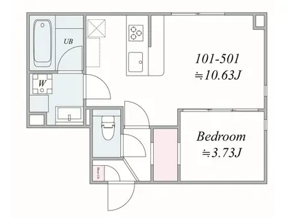 GLICINA大森山王(1LDK/1階)の間取り写真