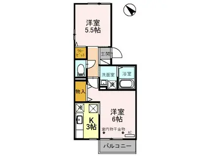 くれーる御影(2K/1階)の間取り写真