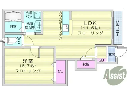 ルミナスガーデンA(1LDK/1階)の間取り写真