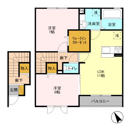 クロシェットメゾンIII(2LDK/2階)の間取り写真