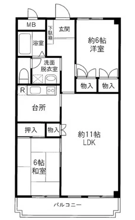 バラハイツ十日市場 3階階 間取り