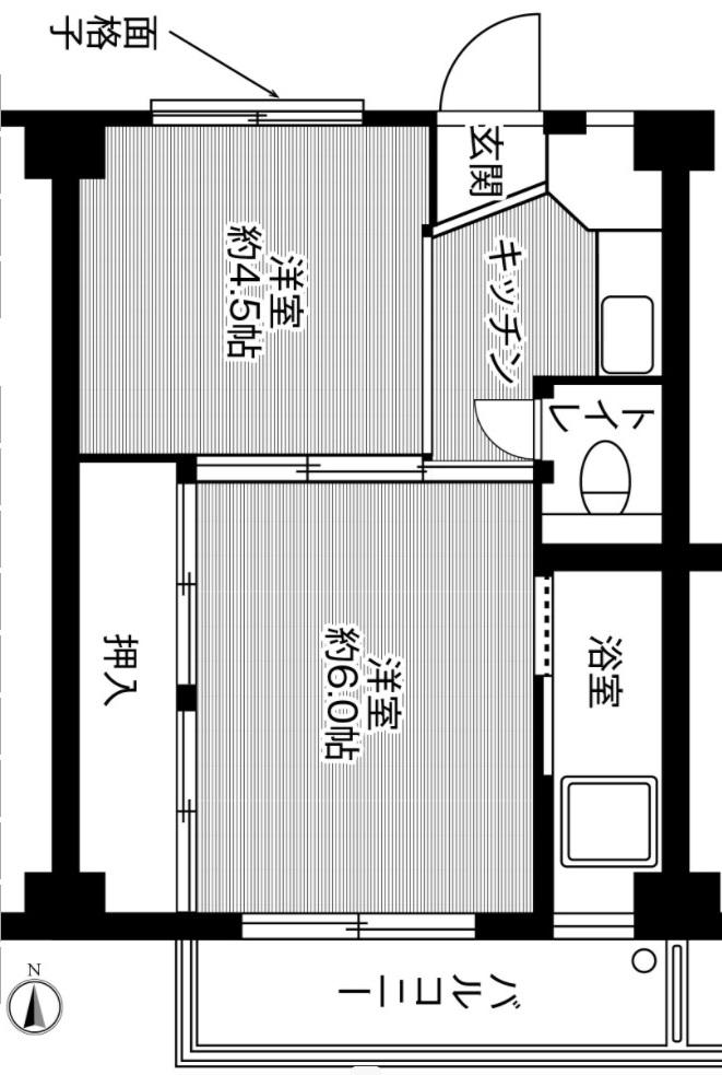 ビレッジハウス安積2号棟(2K/3階)の間取り写真