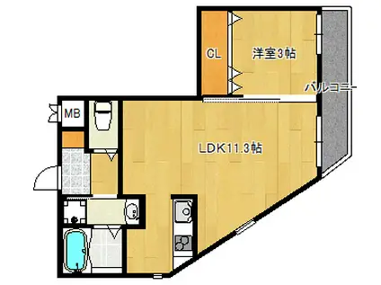 ST.レジデンス南津の辺(1LDK/4階)の間取り写真