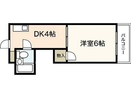 第3野地ビル(1DK/4階)の間取り写真