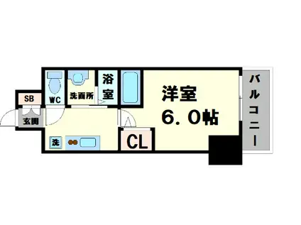 エステムコート難波サウスプレイスVIIリアン(1K/3階)の間取り写真