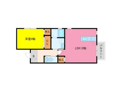 リーベン・ヴィーヴルII(1LDK/2階)の間取り写真