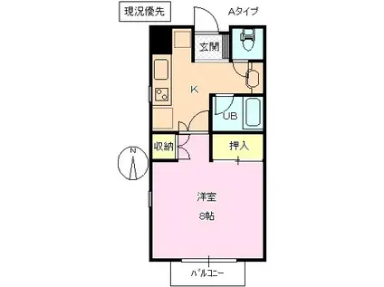 ラ・フォーレあんず(1K/1階)の間取り写真