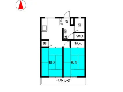 メゾンエクセル(2DK/2階)の間取り写真