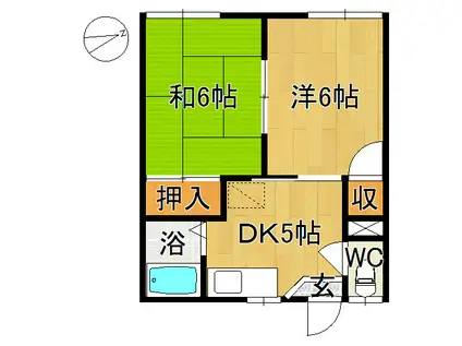 エステート城東(2DK/2階)の間取り写真