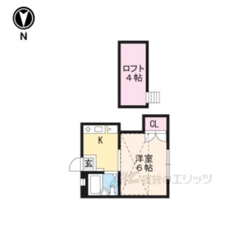 ソレイユ北白川(1K/1階)の間取り写真