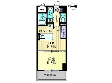 アルファレガロ中央町(1DK/8階)の間取り写真